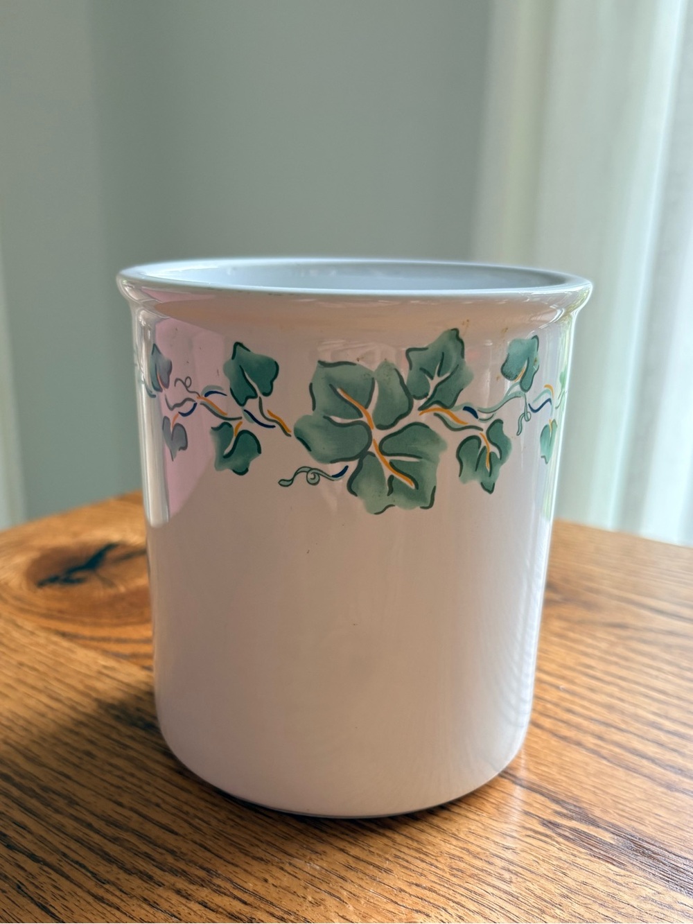 Corelle Callaway Ivy-Leaf Utensil Holder Crock- White